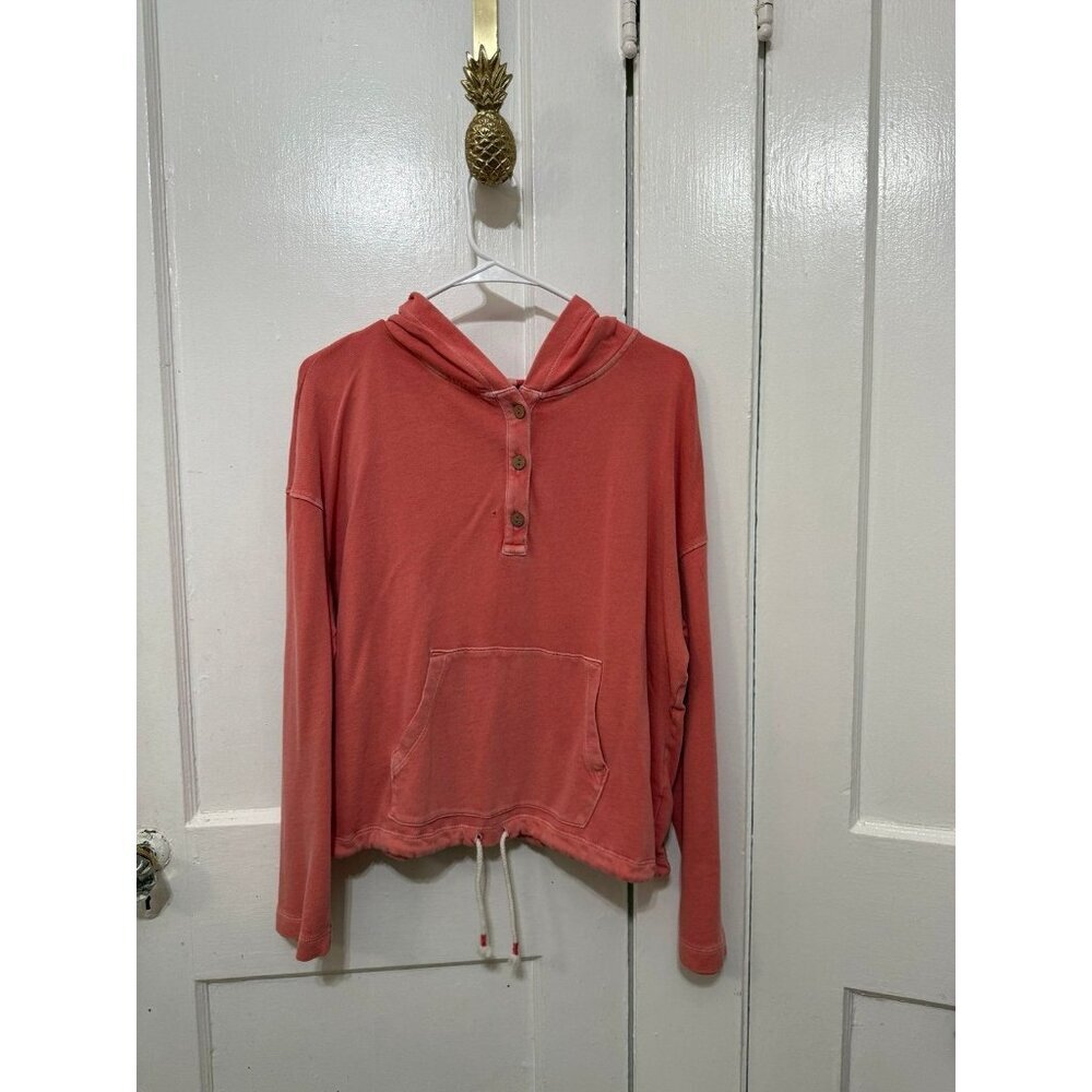 Old Navy Coral Button-Henley Hoodie